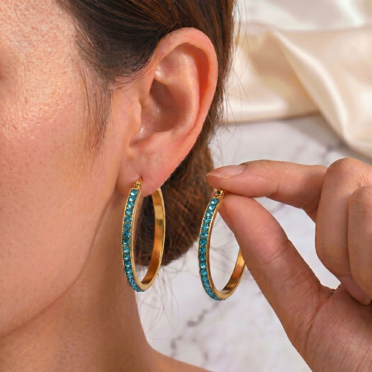 Rhinestone Hoop Earrings