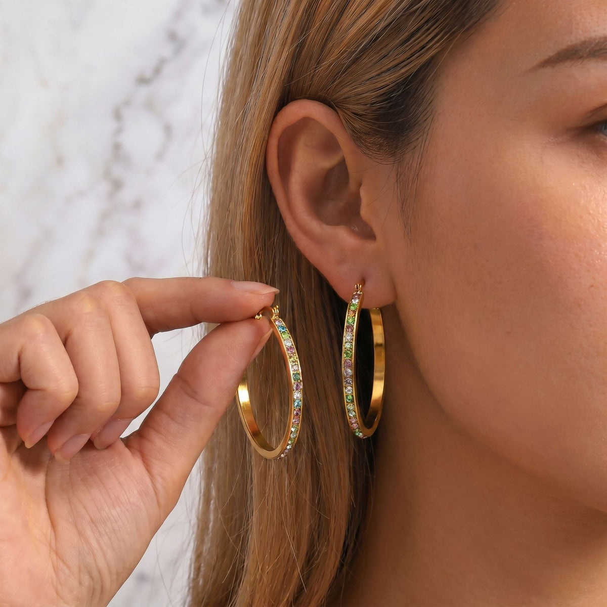 Rhinestone Hoop Earrings